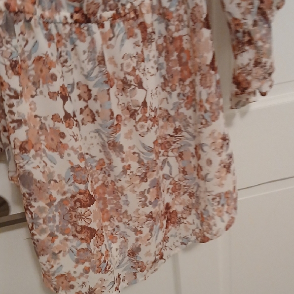 Blush Floral Mini Dress in Brown and Cream - Picture 5 of 5